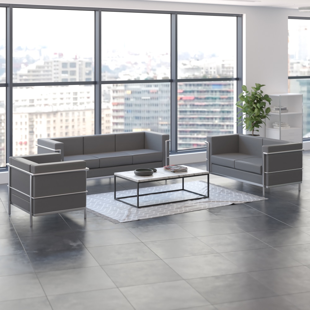 Flash Furniture HERCULES Regal Series Reception Set in LeatherSoft, Gray MPN:ZBREGAL810SETGY