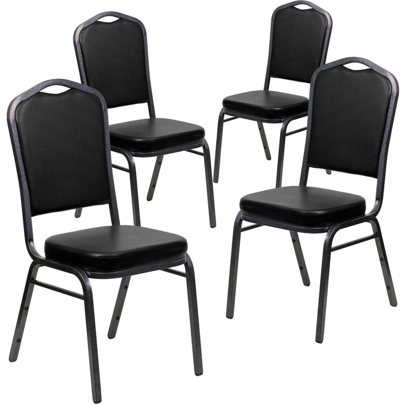 Flash Furniture HERCULES Series Crown-Back Stacking Banquet Chairs, Black/Silver, Set Of 4 Chairs MPN:4FDC01SVBKVY