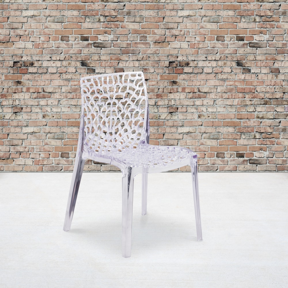 Flash Furniture Specter Series Transparent Stacking Side Chairs, Retangular Back, Clear, Set Of 4 Chairs MPN:4FH161APC