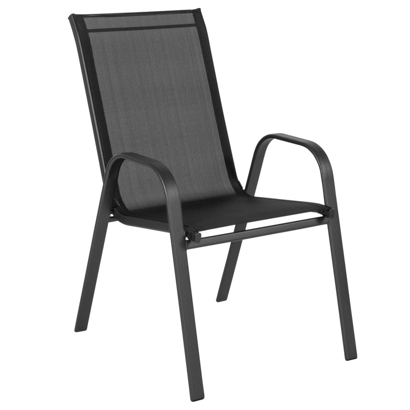 Flash Furniture Brazos Outdoor Stack Chairs, Set Of 5 Chairs, Black MPN:5JJ303C