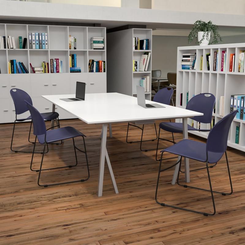 Flash Furniture HERCULES Series Ultra-Compact Stack Chairs, Blue, Set Of 5 Chairs MPN:5RUT188NY