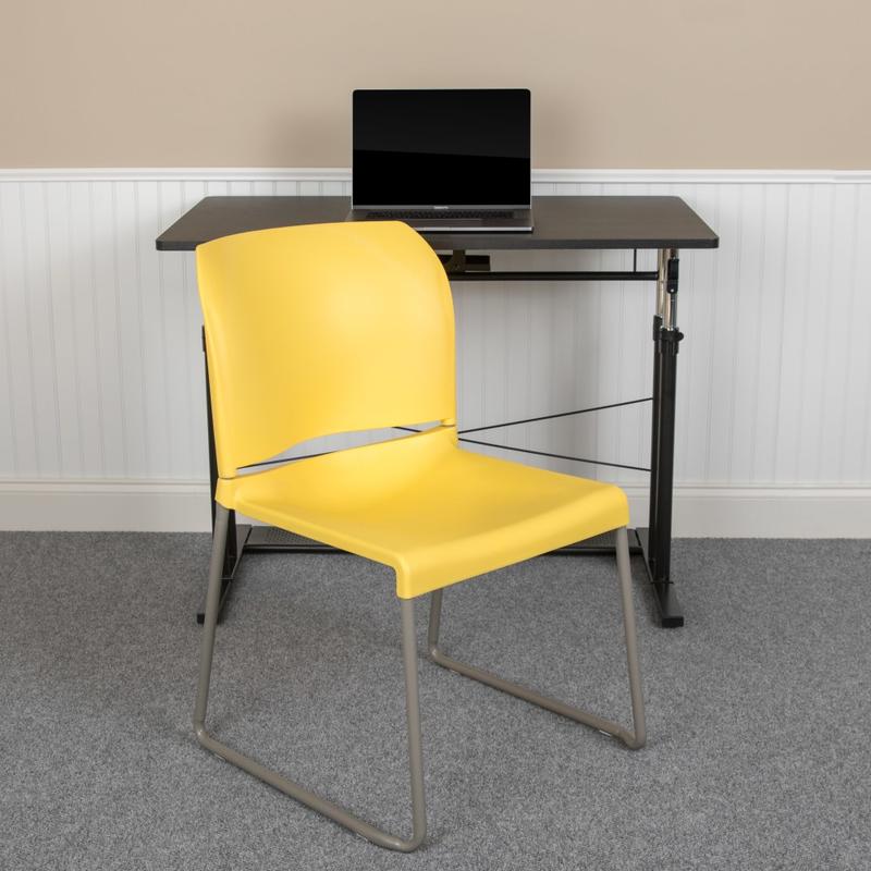 Flash Furniture HERCULES Series Full-Back Contoured Stack Chairs, Yellow/Gray, Set Of 5 Chairs MPN:5RUT238AYL