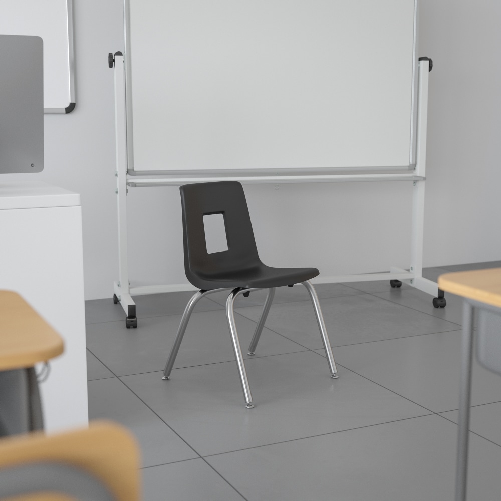 Flash Furniture Advantage Student Stacking School Chair, Black/Silver, ADVSSC14BLK MPN:ADVSSC14BLK
