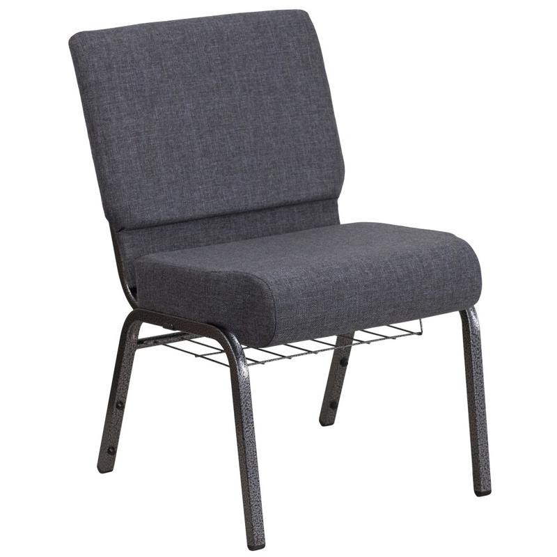 Flash Furniture HERCULES Series Church Chair With Book Rack, Dark Gray/Silver Vein MPN:FCH2214SVDKGYB