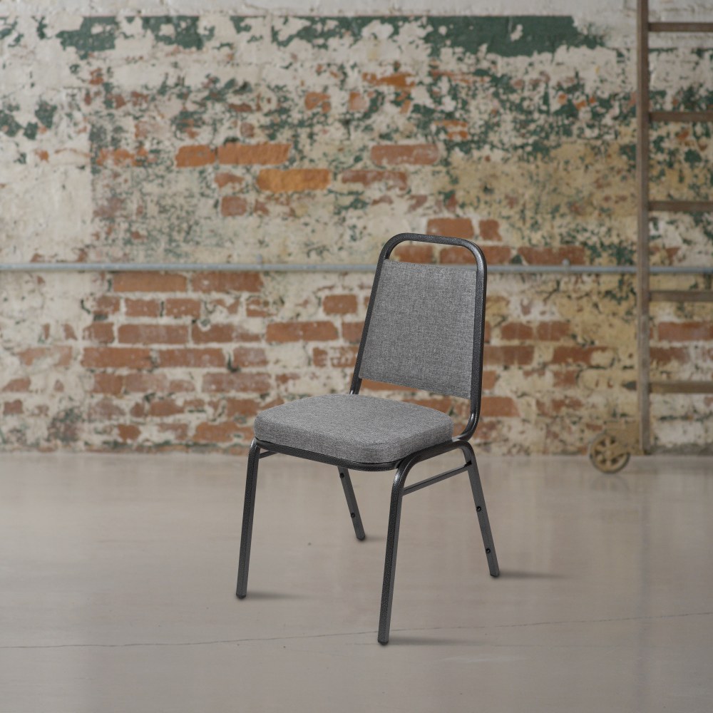 Flash Furniture HERCULES Series Trapezoidal-Back Stacking Banquet Chair With 2-1/2in Thick Seat, Gray/Silver MPN:FDBHF1SVBCG