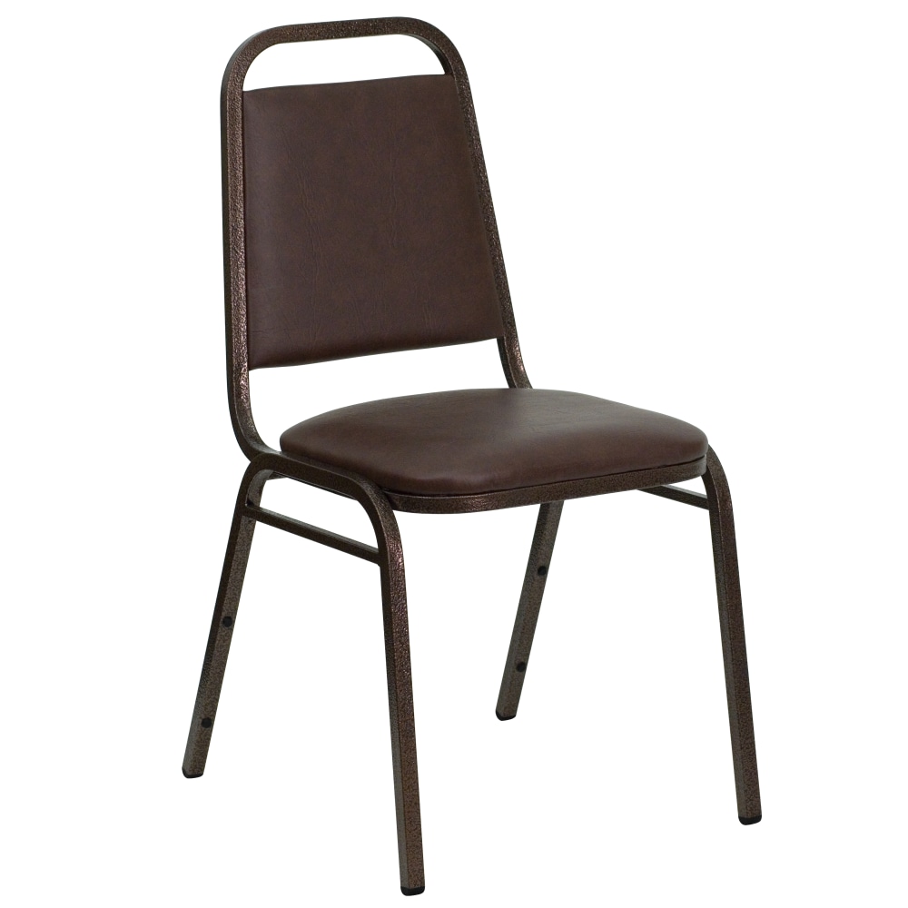 Flash Furniture HERCULES Series Trapezoidal Back Vinyl Stacking Banquet Chair with 1.5in Thick Seat, Brown Vinyl/Copper Vein Frame MPN:FDBHF2BN