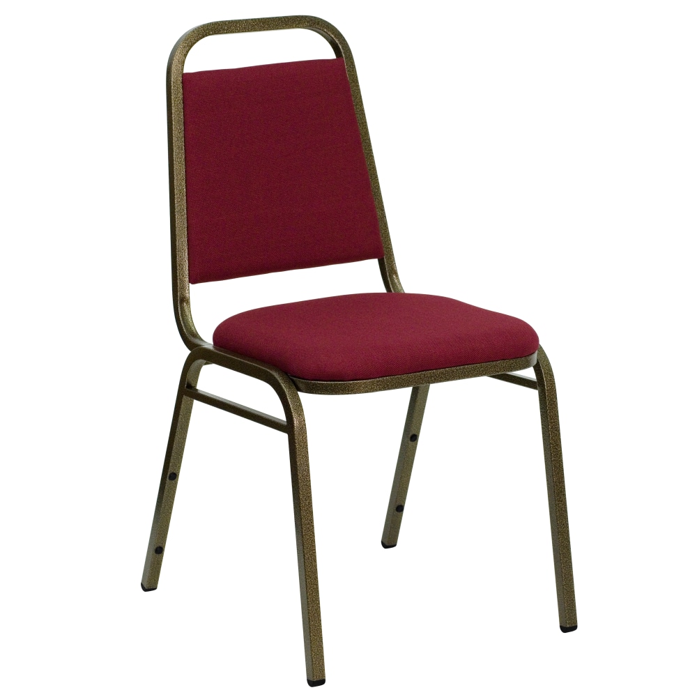 Flash Furniture HERCULES Series Trapezoidal Back Fabric Stacking Banquet Chair with 1.5in Thick Seat, Burgundy Fabric/Gold Vein Frame MPN:FDBHF2BY