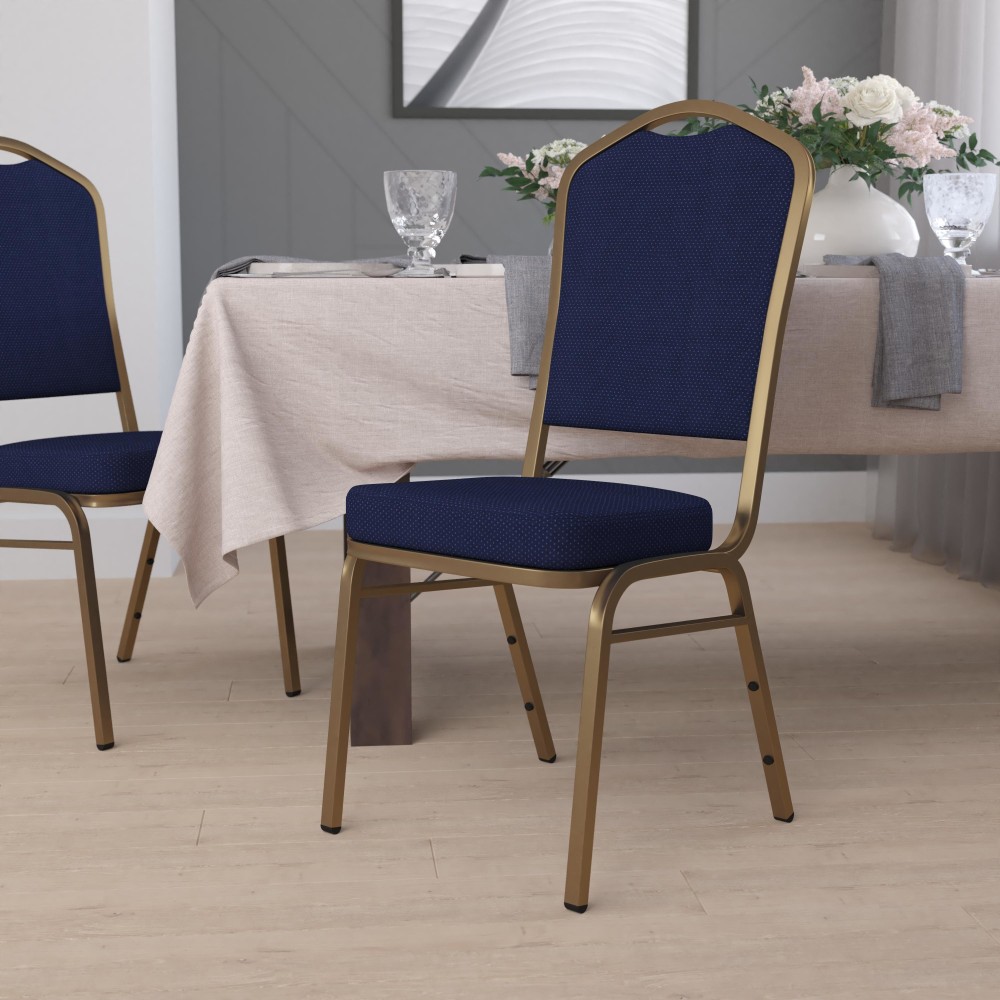 Flash Furniture HERCULES Series Crown Back Stacking Banquet Chair, Navy Blue/Goldvein MPN:FDC01AG2056