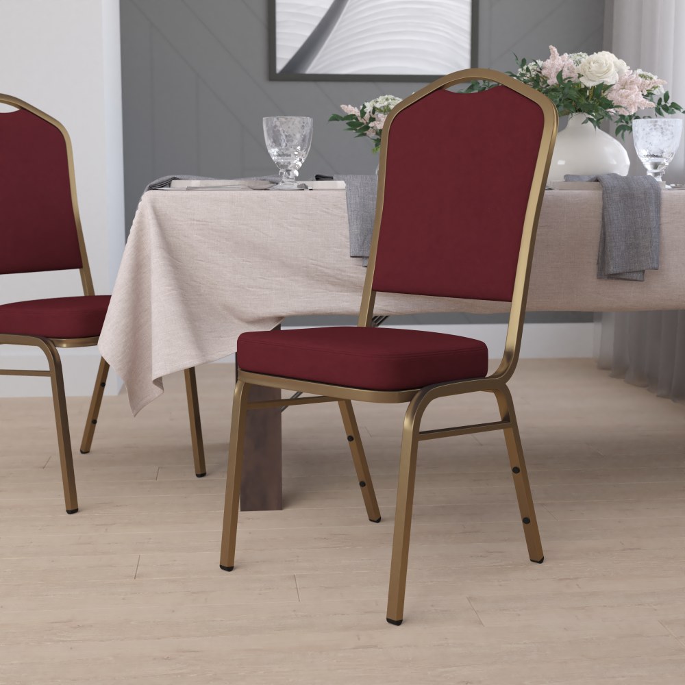 Flash Furniture HERCULES Series Crown Back Stacking Banquet Chair, Burgundy/Gold MPN:FDC01AG3169