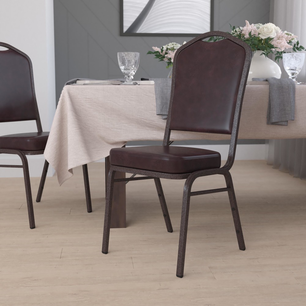 Flash Furniture HERCULES Series Crown Back Stacking Banquet Chair, Brown/Copper Vein MPN:FDC01CPRBRNVY