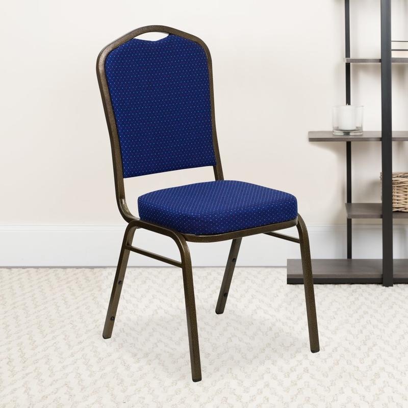 Flash Furniture HERCULES Fabric Crown-Back Stacking Banquet Chair, Navy Pattern/Gold MPN:FDC01GV208