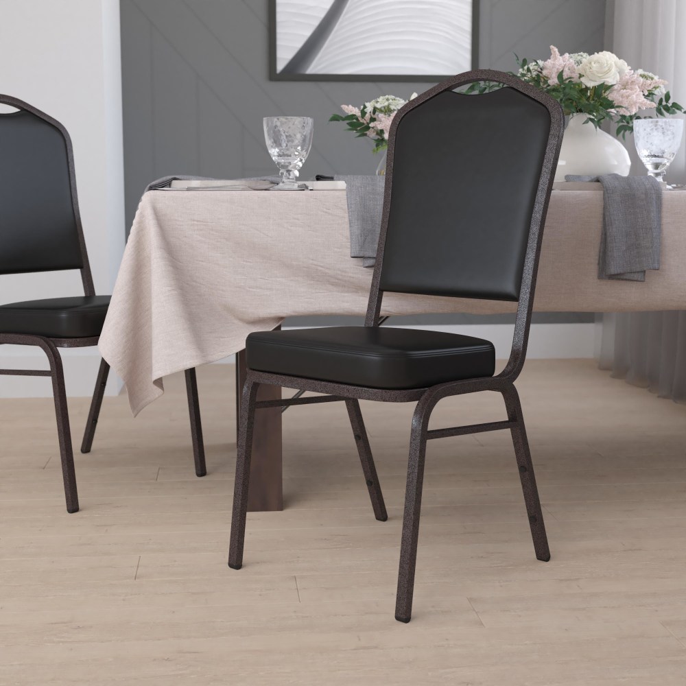 Flash Furniture HERCULES Series Crown Back Stacking Banquet Chair, Black/Gold Vein MPN:FDC01GVBKVY