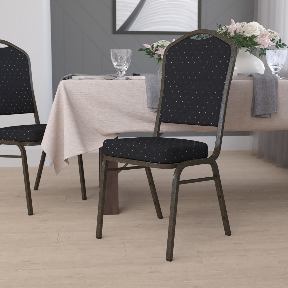 Flash Furniture HERCULES Series Crown Back Stacking Banquet Chair, Black Patterned/Goldvein MPN:FDC01GVS0806