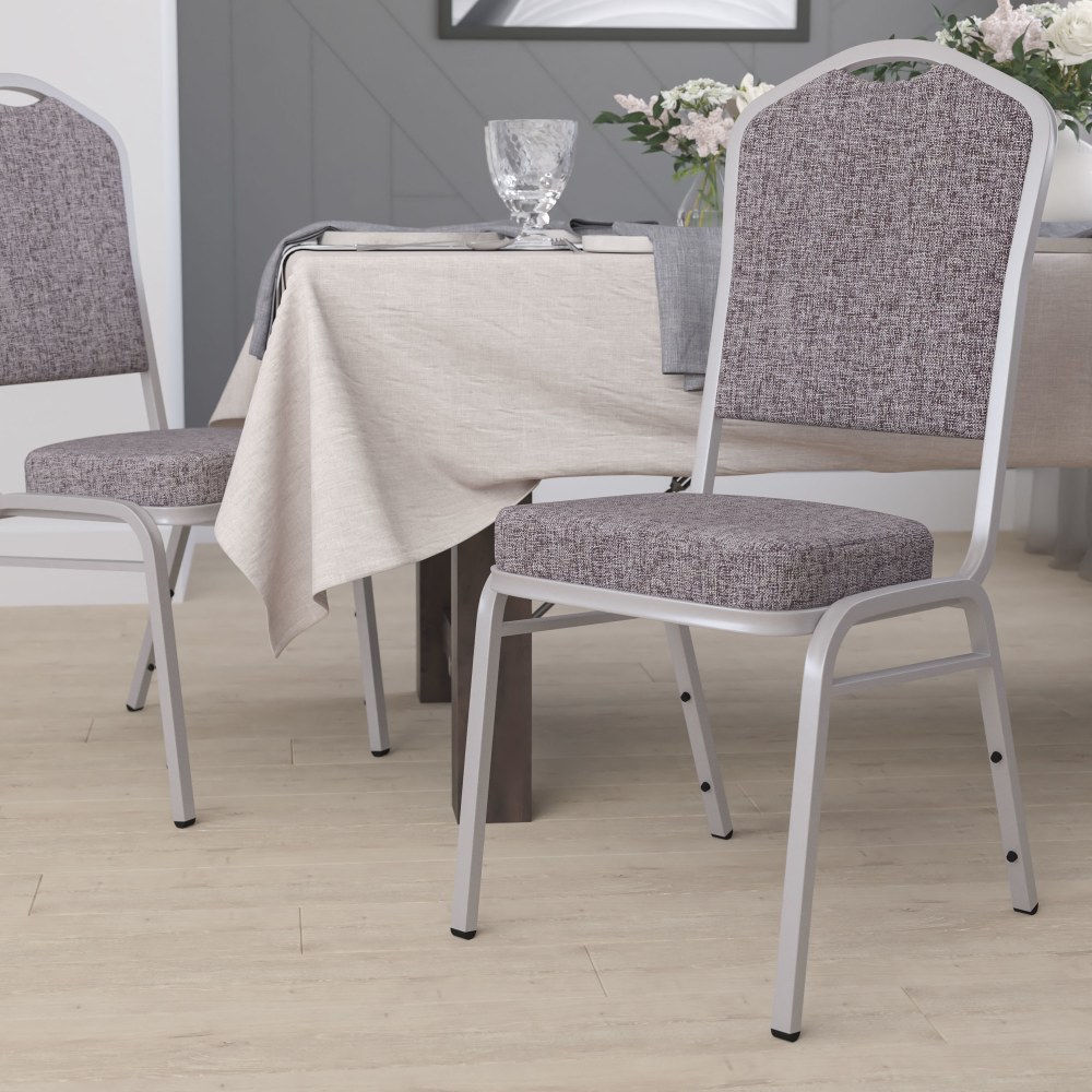 Flash Furniture HERCULES Series Crown Back Stacking Banquet Chair, Herringbone/Silver MPN:FDC01S12
