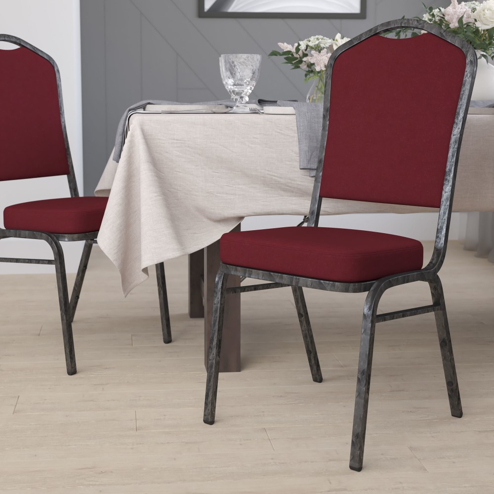 Flash Furniture HERCULES Series Crown Back Stacking Banquet Chair, Burgundy/Silvervein MPN:FDC01SV3169