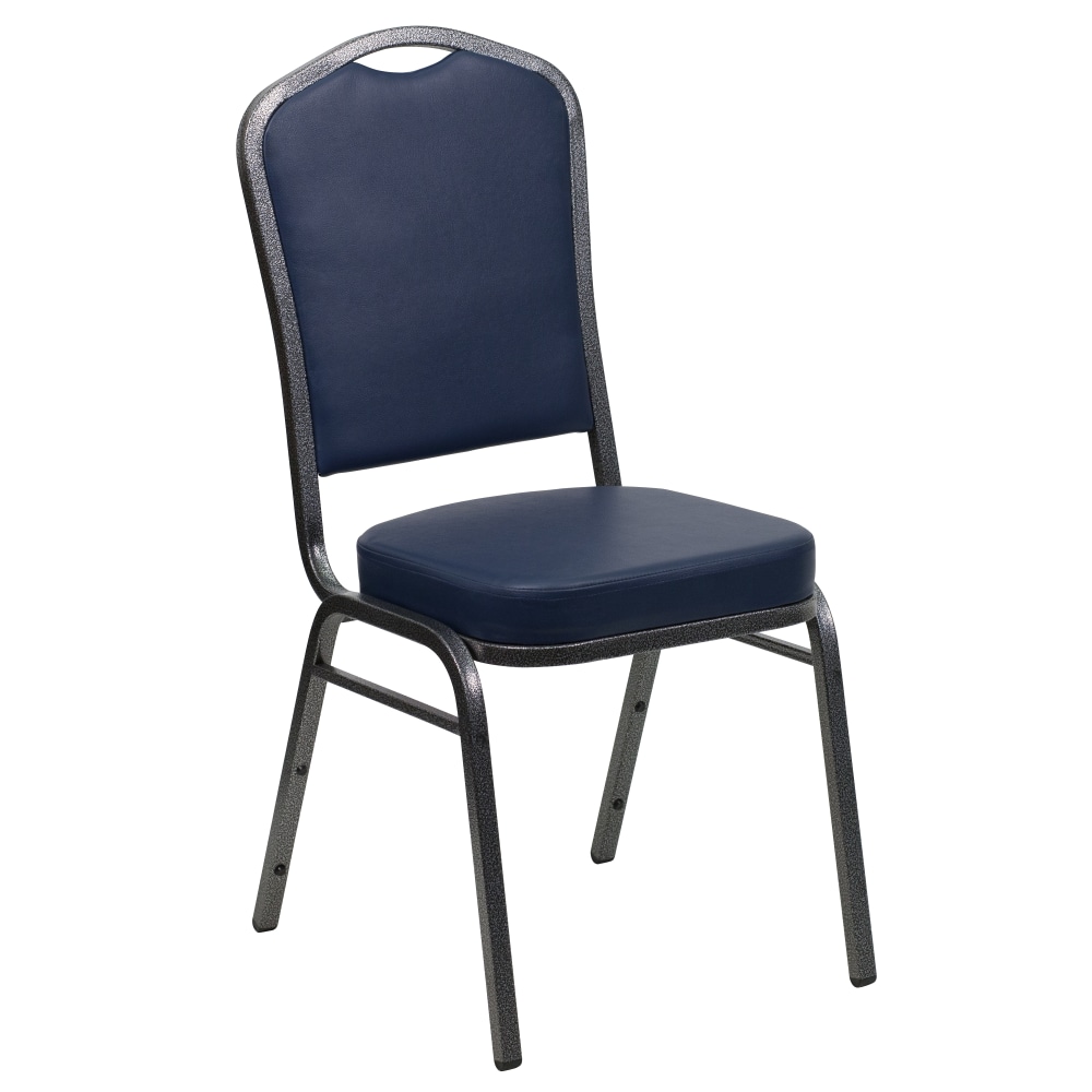 Flash Furniture HERCULES Series Crown-Back Stacking Banquet Chair, Silver/Navy MPN:FDC01SVNY