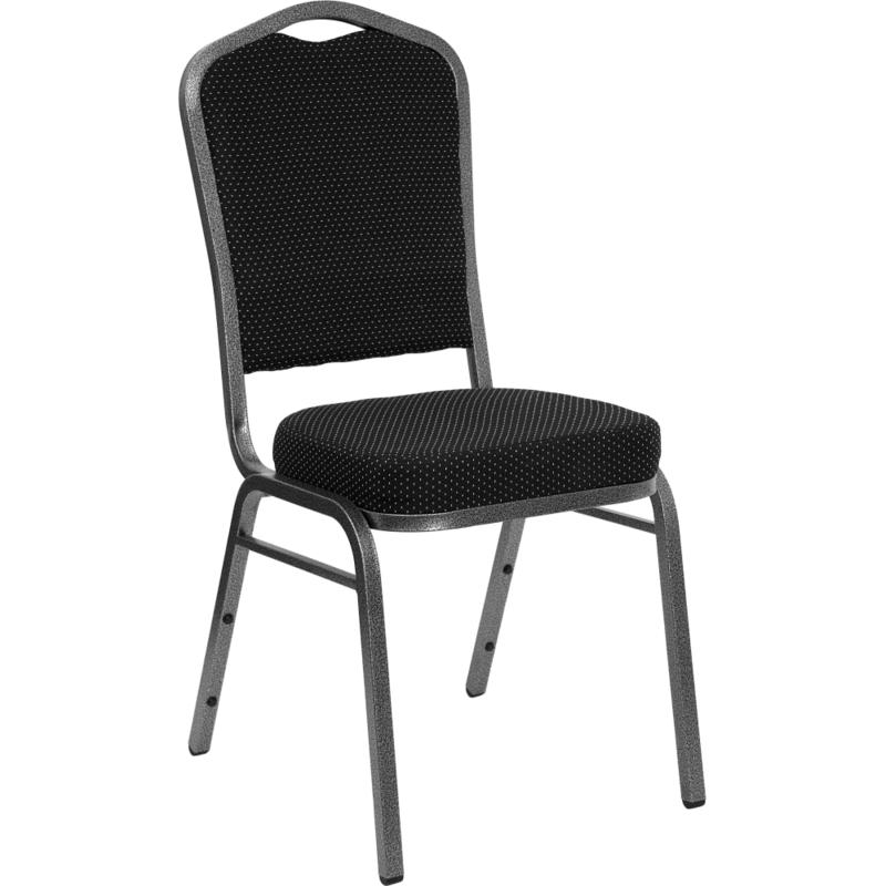 Flash Furniture HERCULES Fabric Crown-Back Stacking Banquet Chair, Black Dot/Silver MPN:FDC01SVS076