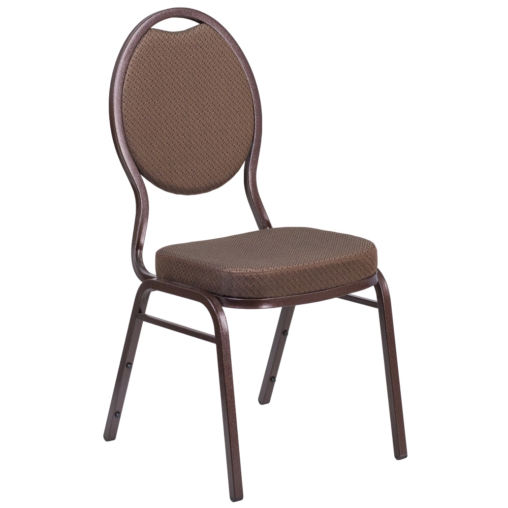 Flash Furniture HERCULES Series Teardrop Back Stacking Banquet Chair, Brown Patterned Fabric/Copper Vein Frame MPN:FDC04CPR08T02
