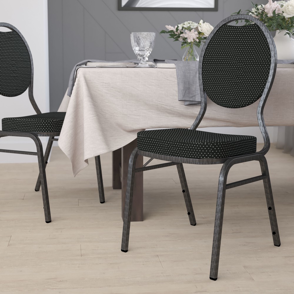 Flash Furniture HERCULES Teardrop-Back Stacking Banquet Chair, Black/Silvervein MPN:FDC04SVS076