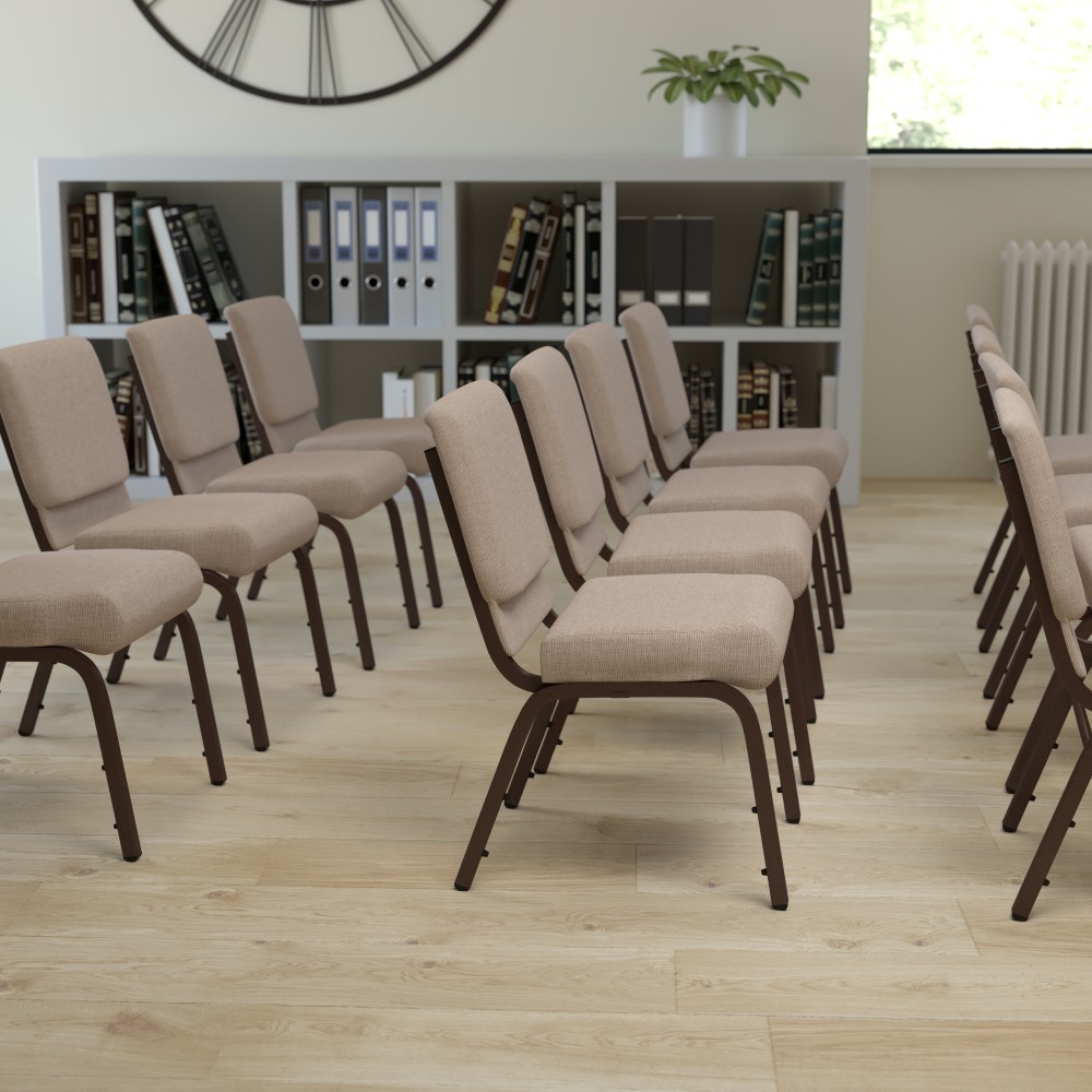Flash Furniture HERCULES Series 21inW Stackable Church Chair, Beige/Coppervein MPN:FDCH02214CVBGE1