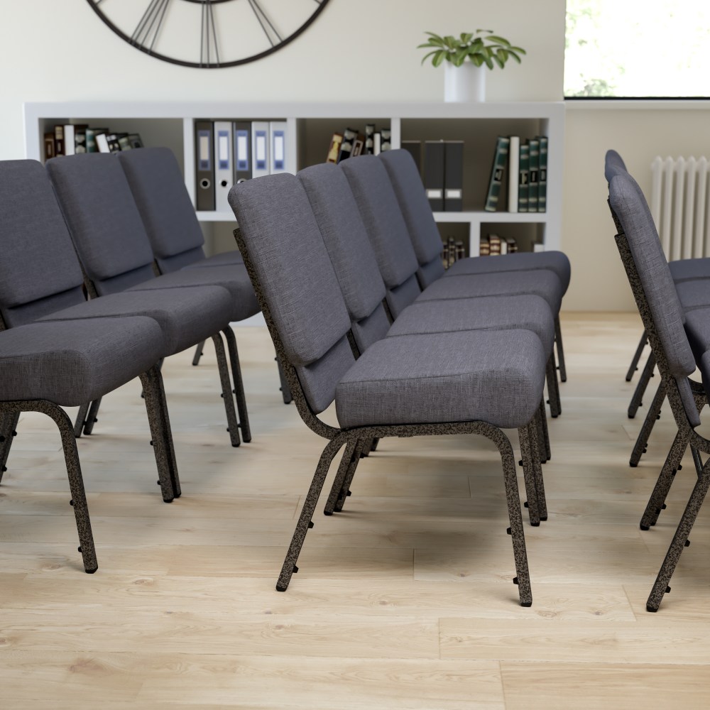 Flash Furniture HERCULES Series 21inW Stackable Church Chair, Dark Gray/Silvervein MPN:FDCH02214SVDKGY