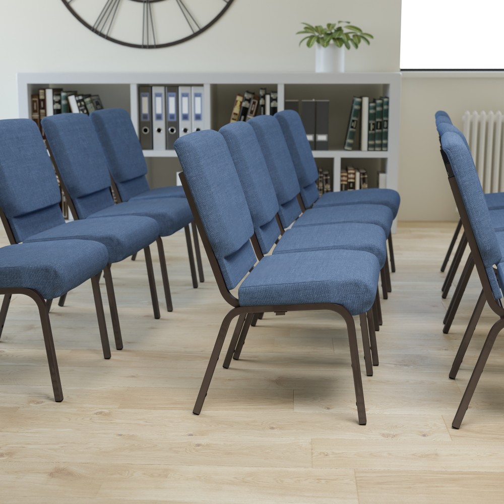 Flash Furniture HERCULES Series Stackable Church Chair, Blue/Goldvein MPN:FDCH185GVBLUE