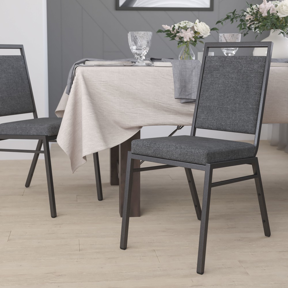 Flash Furniture HERCULES Square-Back Stacking Banquet Chair, Dark Gray/Silver MPN:FDLUXSILDKGY