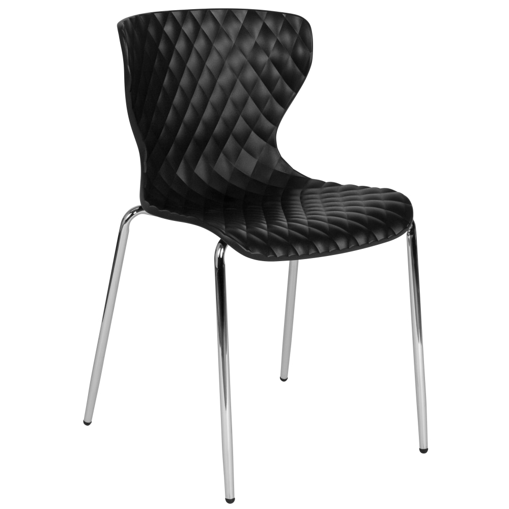 Flash Furniture Lowell Contemporary Design Plastic Stack Chair, Black MPN:LF707CBLK