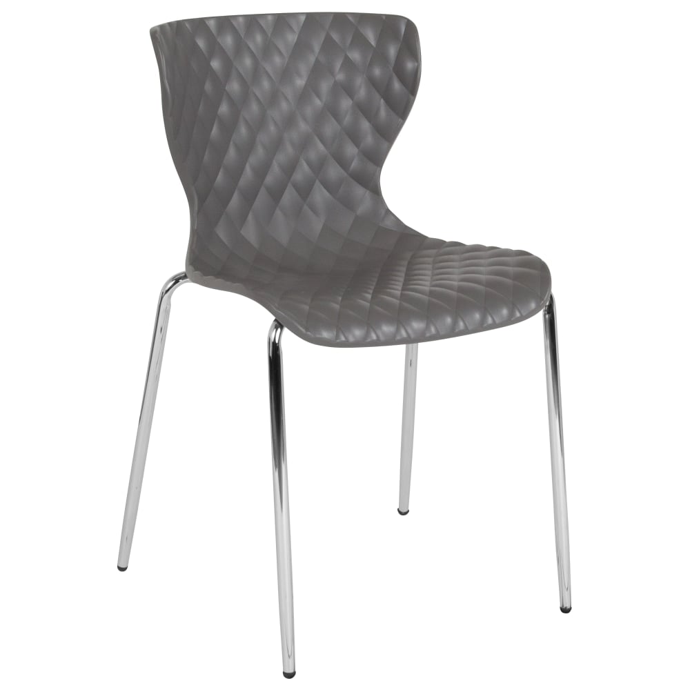 Flash Furniture Lowell Contemporary Design Plastic Stack Chair, Gray MPN:LF707CGRY
