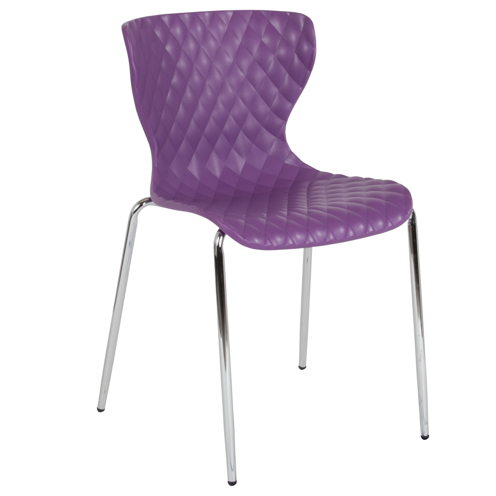 Flash Furniture Lowell Contemporary Design Plastic Stack Chair, Purple MPN:LF707CPUR