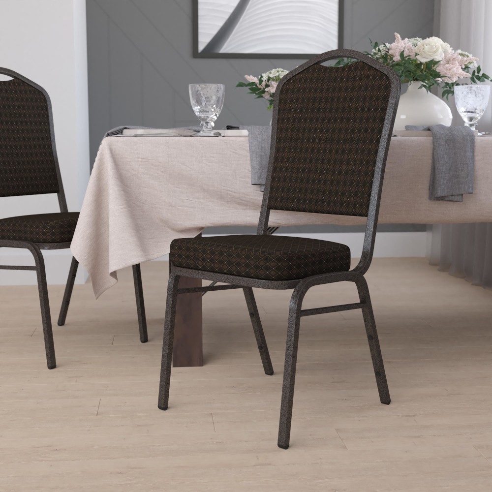 Flash Furniture HERCULES Series Crown Back Stacking Banquet Chair, Brown Patterned/Goldvein MPN:NGC01BROWNGV