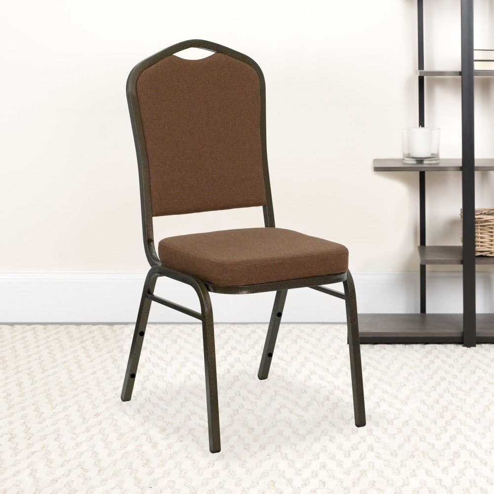 Flash Furniture HERCULES Series Crown Back Stacking Banquet Chair, Coffee/Goldvein MPN:NGC01COFFEEGV