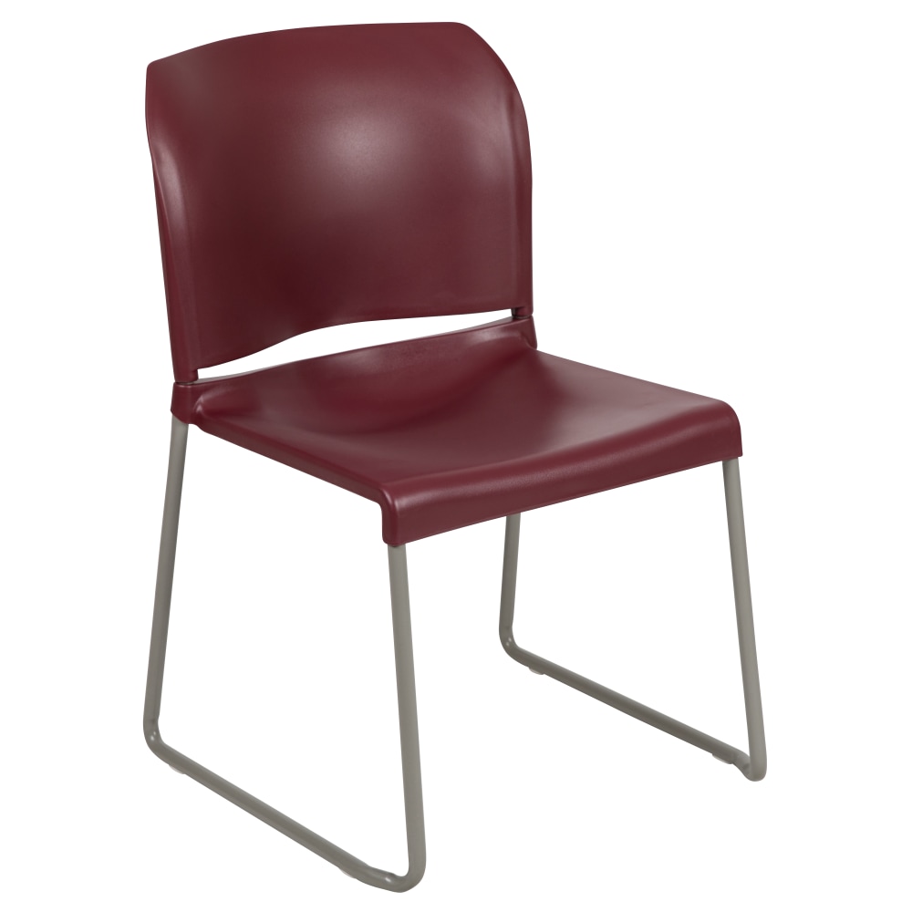 Flash Furniture HERCULES Full-Back Contoured Stacking Chair With Sled Base, Burgundy/Gray MPN:RUT238ABY