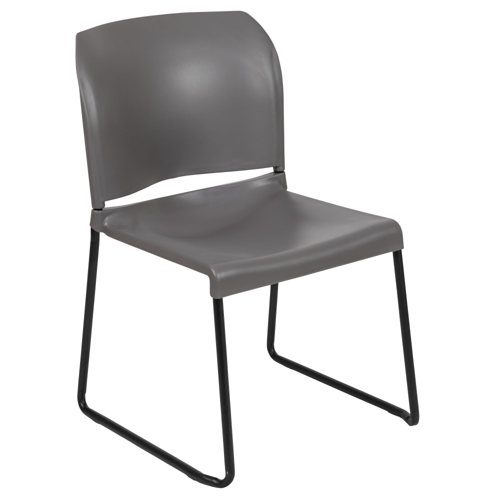 Flash Furniture HERCULES Full-Back Contoured Stacking Chair With Sled Base, Gray/Black MPN:RUT238AGY