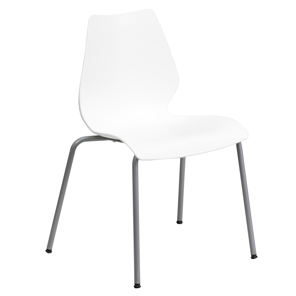 Flash Furniture HERCULES 770-lb Capacity Stack Chair With Lumbar Support, White/Silver MPN:RUT288WH