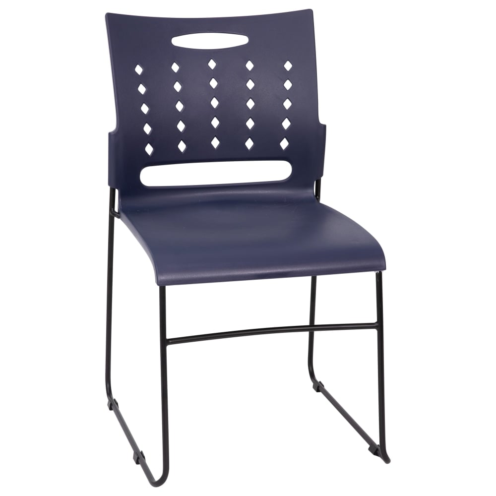 Flash Furniture Sled-Base Stacking Chairs With Handles And Air-Vent Backs, Navy MPN:RUT2NVYBK