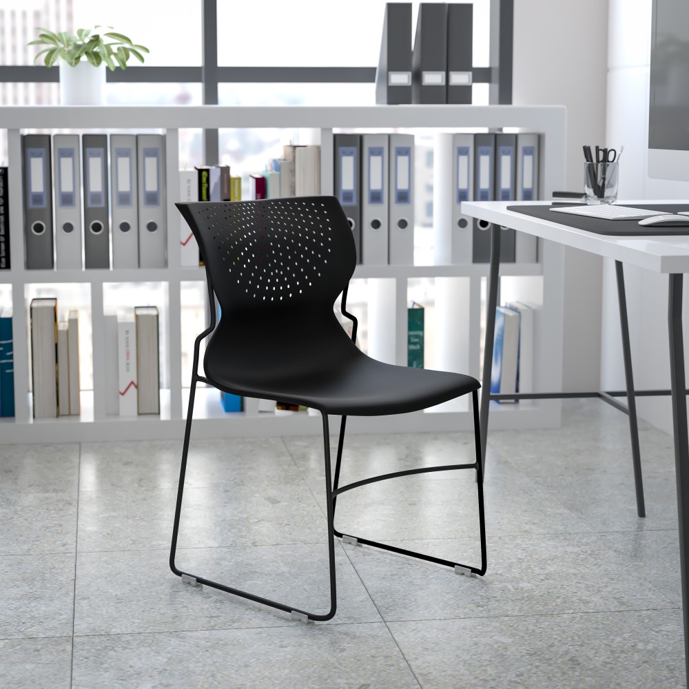 Flash Furniture HERCULES Series 661-lb Capacity Full-Back Stack Chair, Black MPN:RUT438BK