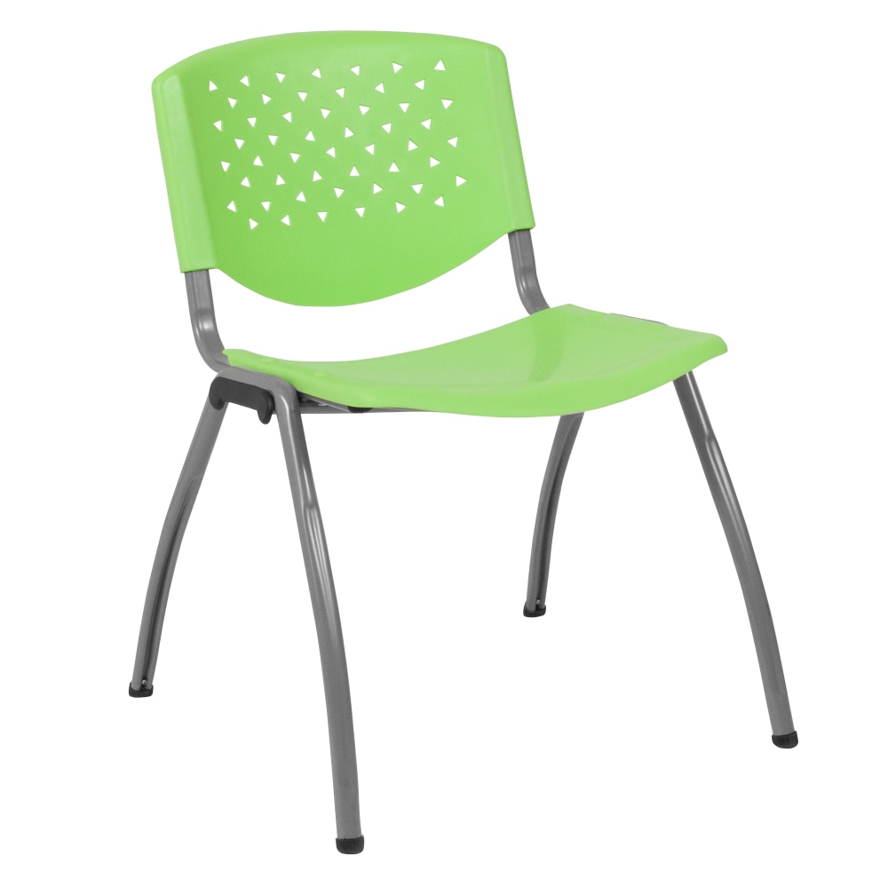 Flash Furniture HERCULES Series Plastic Stack Chair With Titanium Frame, Green/Gray MPN:RUTF01AGN