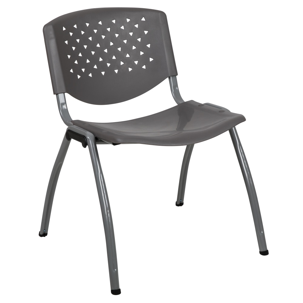 Flash Furniture HERCULES Series Plastic Stack Chair With Titanium Frame, Gray MPN:RUTF01AGY