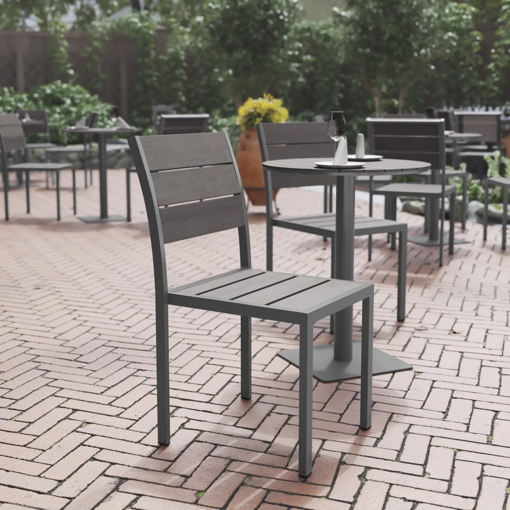 Flash Furniture Finch Metal Armless Stackable Patio Chair, Gray MPN:SBCA108GRY