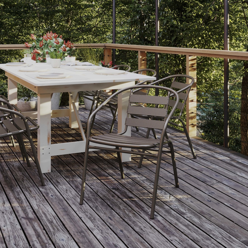 Flash Furniture Metal Slat-Back Restaurant Stack Chairs, Bronze MPN:TLH017CBZ