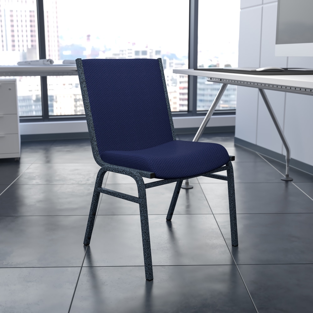 Flash Furniture HERCULES Series Stack Accent Chair, Navy Blue Patterned Fabric/Silvervein Frame MPN:XU60153NVY
