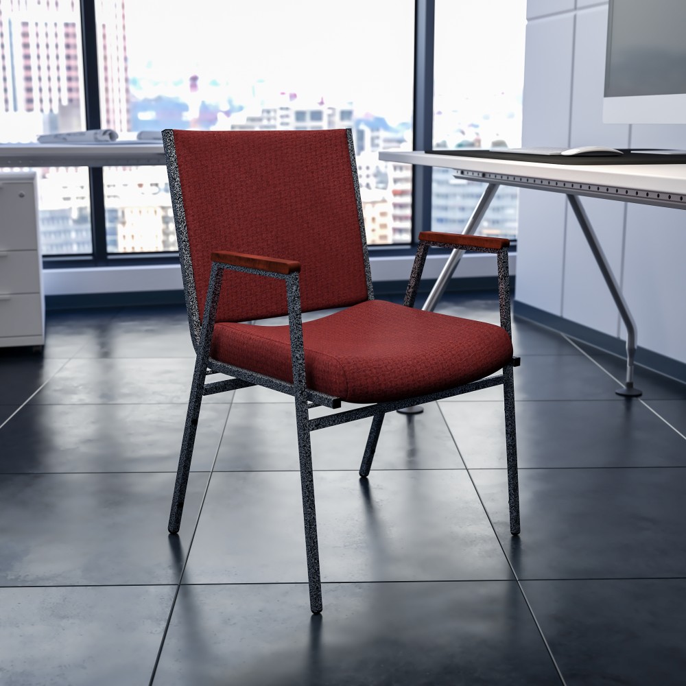 Flash Furniture HERCULES Series Stack Accent Chair With Arms, Burgundy Patterned Fabric/Silvervein Frame MPN:XU60154BY