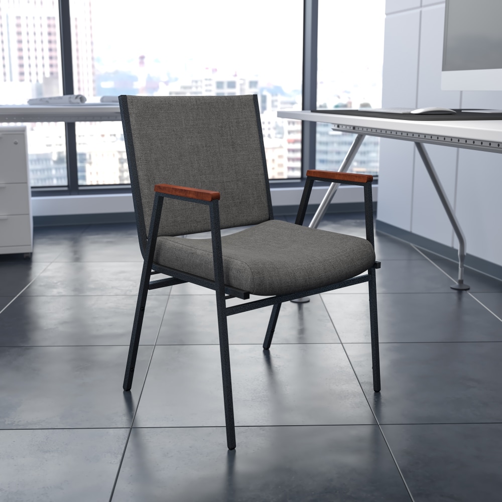 Flash Furniture HERCULES Series Stack Accent Chair With Arms, Gray Patterned Fabric/Silvervein Frame MPN:XU60154GY