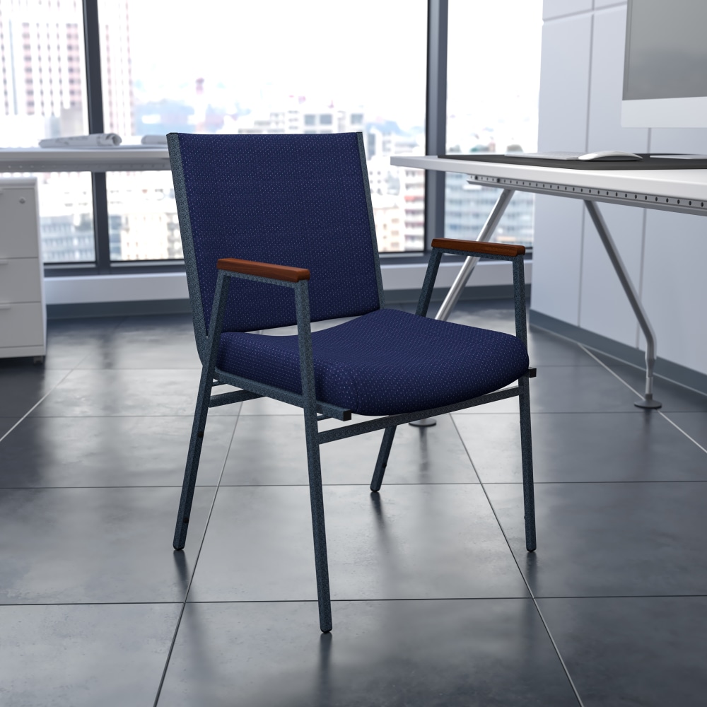 Flash Furniture HERCULES Series Stack Accent Chair With Arms, Navy Blue Patterned Fabric/Silvervein Frame MPN:XU60154NVY