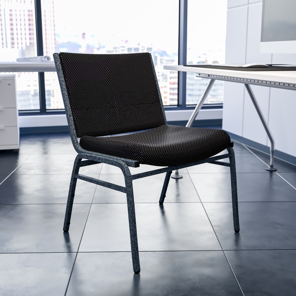 Flash Furniture HERCULES Big And Tall 1000-lb Rated Fabric Stack Chair, Black/Silvervein MPN:XU60555BK