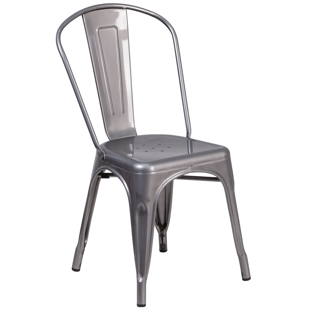 Flash Furniture Metal Indoor Vertical-Slat Stackable Chair, Gray MPN:XUDGTP001