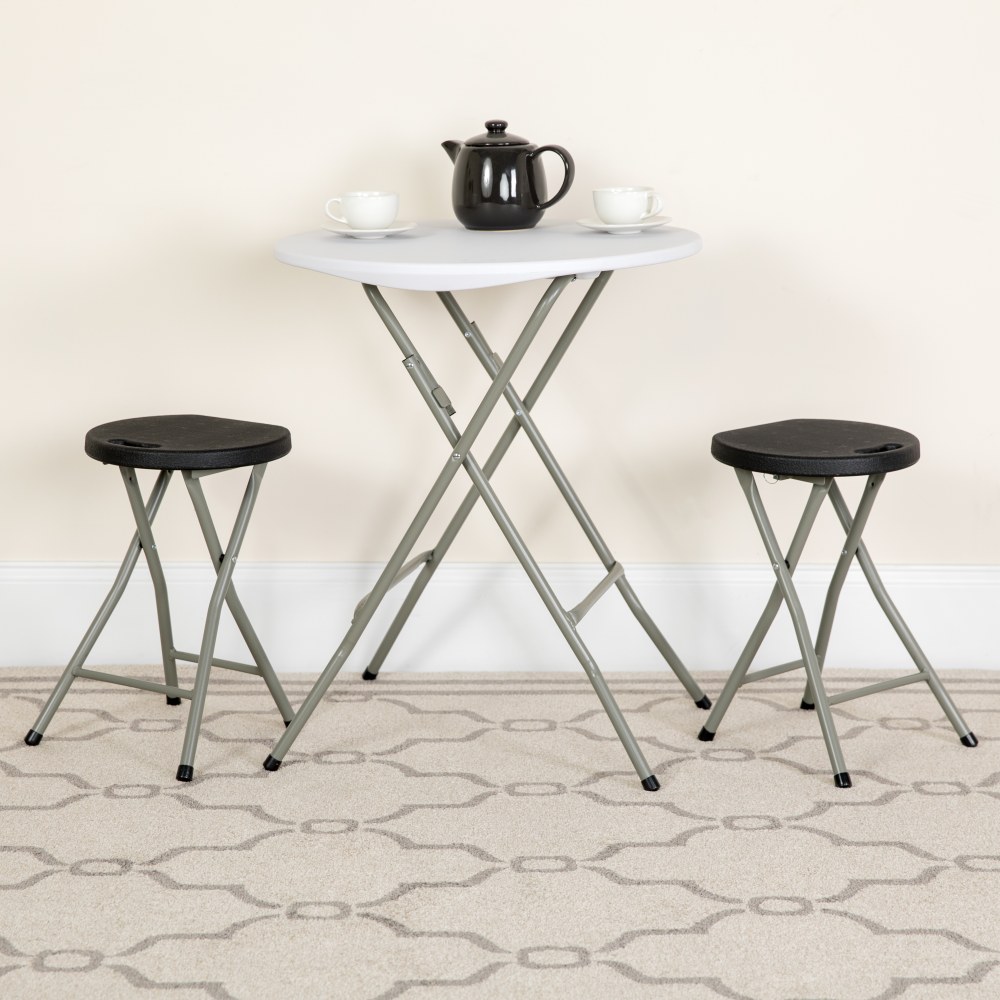 Flash Furniture Foldable Stools With Plastic Seat, Black/Gray, Set Of 2 Stools MPN:2DADYCD30