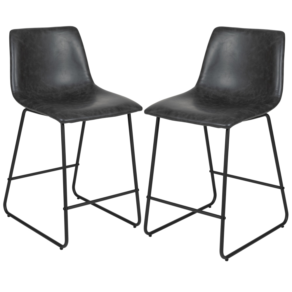 Flash Furniture LeatherSoft Faux Leather Counter-Height Bar Stools, Gray, Set Of 2 Stools MPN:2ETER1834524GY