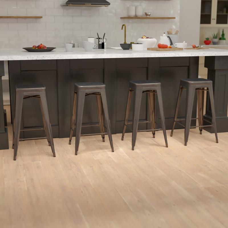 Flash Furniture 30in Metal Indoor Bar Stools, Set Of 4 Bar Stools, Gunmetal MPN:4ET3132030GNR